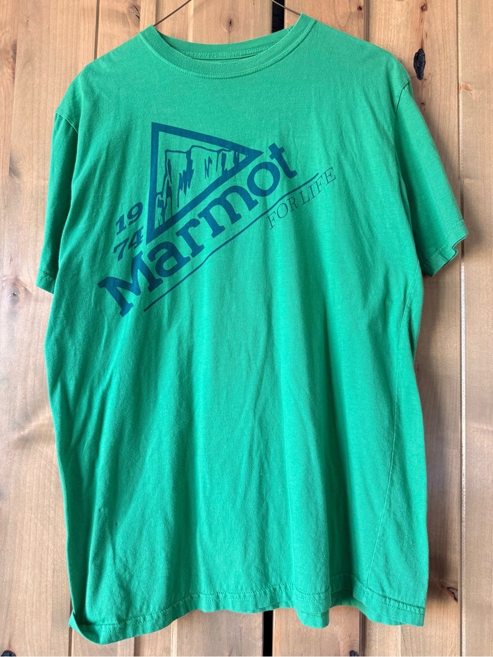 Marmot Green Short-Sleeve Tee with Navy Logo